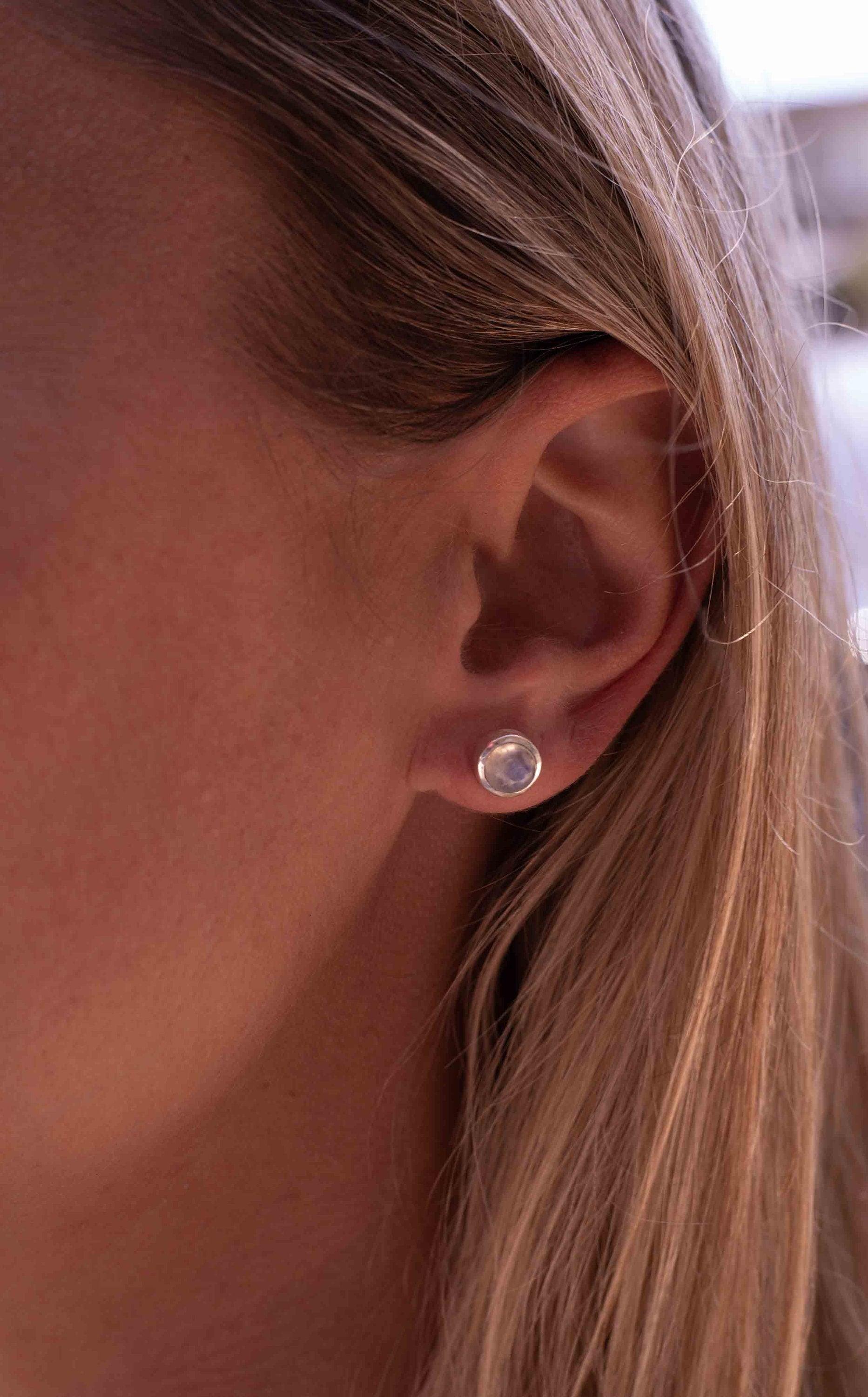Delicate Moonstone Earrings ~ Sterling Silver 925  ~ Gemstone ~ Post ~ Stud ~Handmade ~ Jewelry ~ Gift For Her ~ Maresia ME062