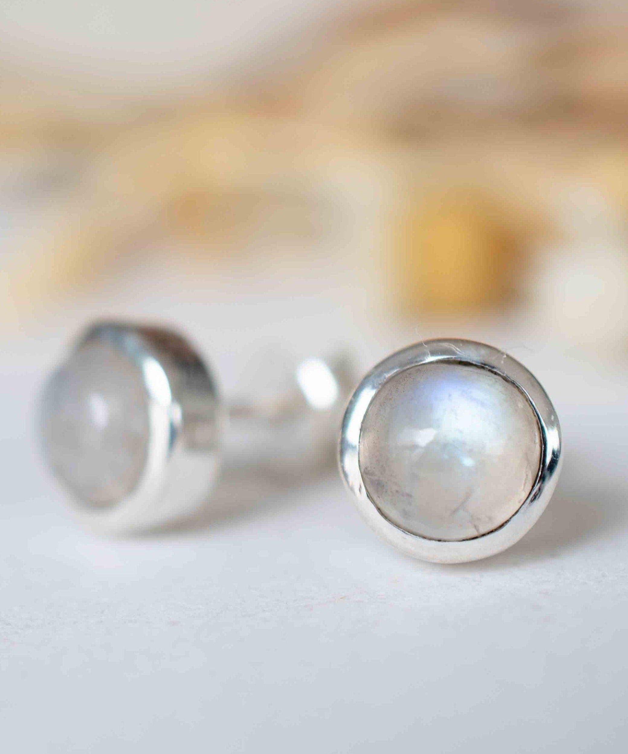 Delicate Moonstone Earrings ~ Sterling Silver 925  ~ Gemstone ~ Post ~ Stud ~Handmade ~ Jewelry ~ Gift For Her ~ Maresia ME062