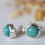 Delicate turquoise Earrings ~ Gemstone ~ Post ~ Stud ~ Sterling Silver 925 ~ Jewelry ~ Blue ~ Handmade~ ME064