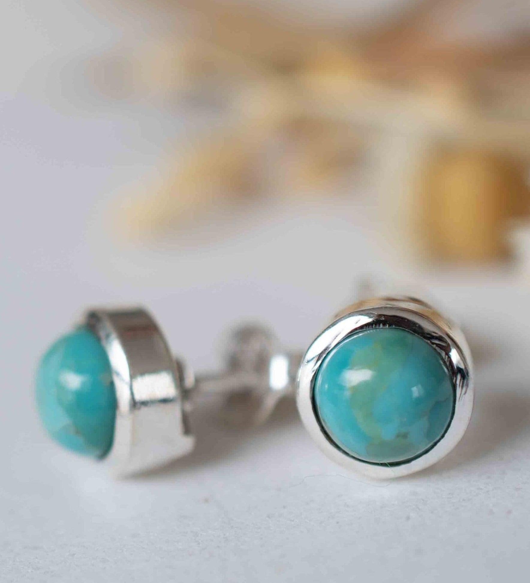 Delicate turquoise Earrings ~ Gemstone ~ Post ~ Stud ~ Sterling Silver 925 ~ Jewelry ~ Blue ~ Handmade~ ME064