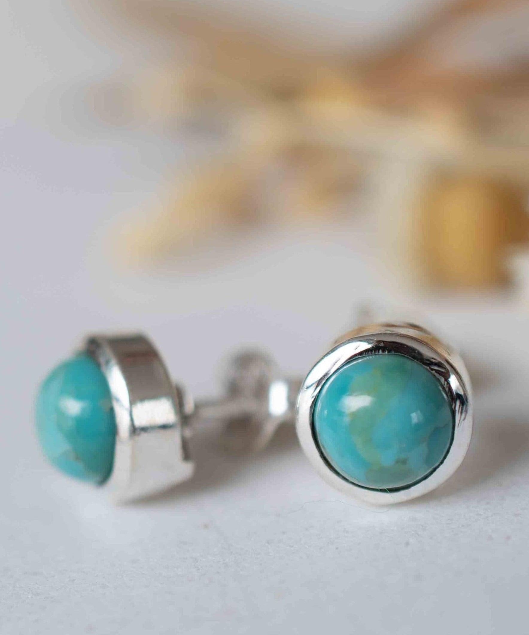 Delicate turquoise Earrings ~ Gemstone ~ Post ~ Stud ~ Sterling Silver 925 ~ Jewelry ~ Blue ~ Handmade~ ME064