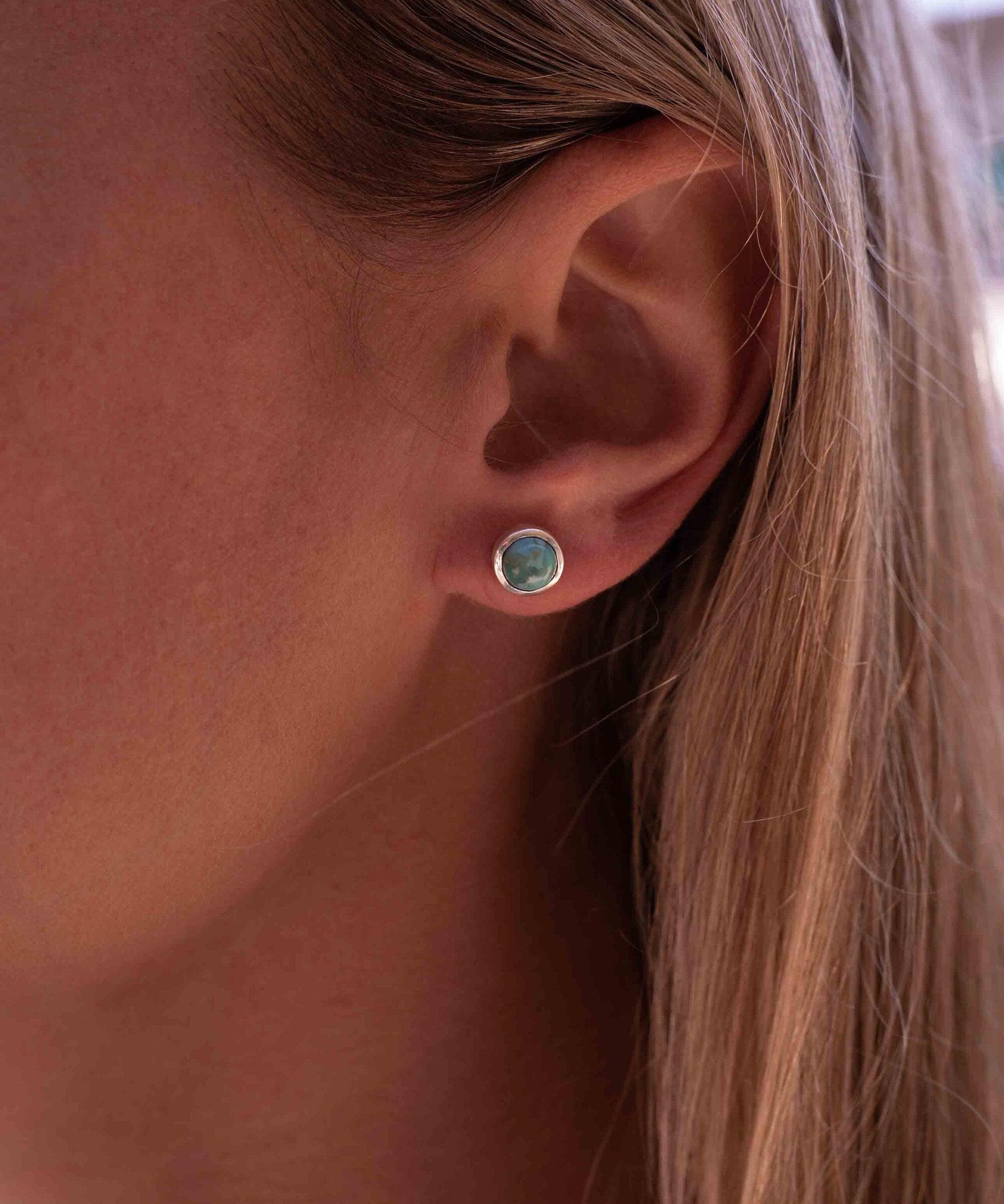 Delicate turquoise Earrings ~ Gemstone ~ Post ~ Stud ~ Sterling Silver 925 ~ Jewelry ~ Blue ~ Handmade~ ME064