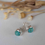 Delicate turquoise Earrings ~ Gemstone ~ Post ~ Stud ~ Sterling Silver 925 ~ Jewelry ~ Blue ~ Handmade~ ME064