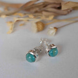 Delicate turquoise Earrings ~ Gemstone ~ Post ~ Stud ~ Sterling Silver 925 ~ Jewelry ~ Blue ~ Handmade~ ME064