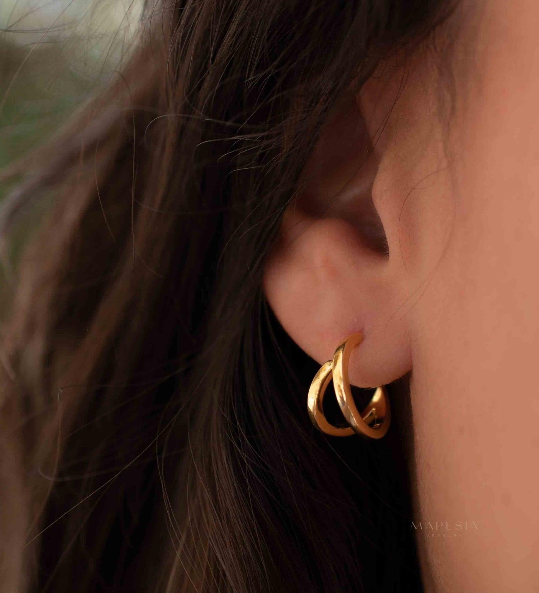 Delicate small hoop Earrings ~ Stud ~ Jewelry ~ 18k Gold Plated ~ Minimalist Everyday ~ Gift for Her ~ Boho ~ Hippie ~ ME215