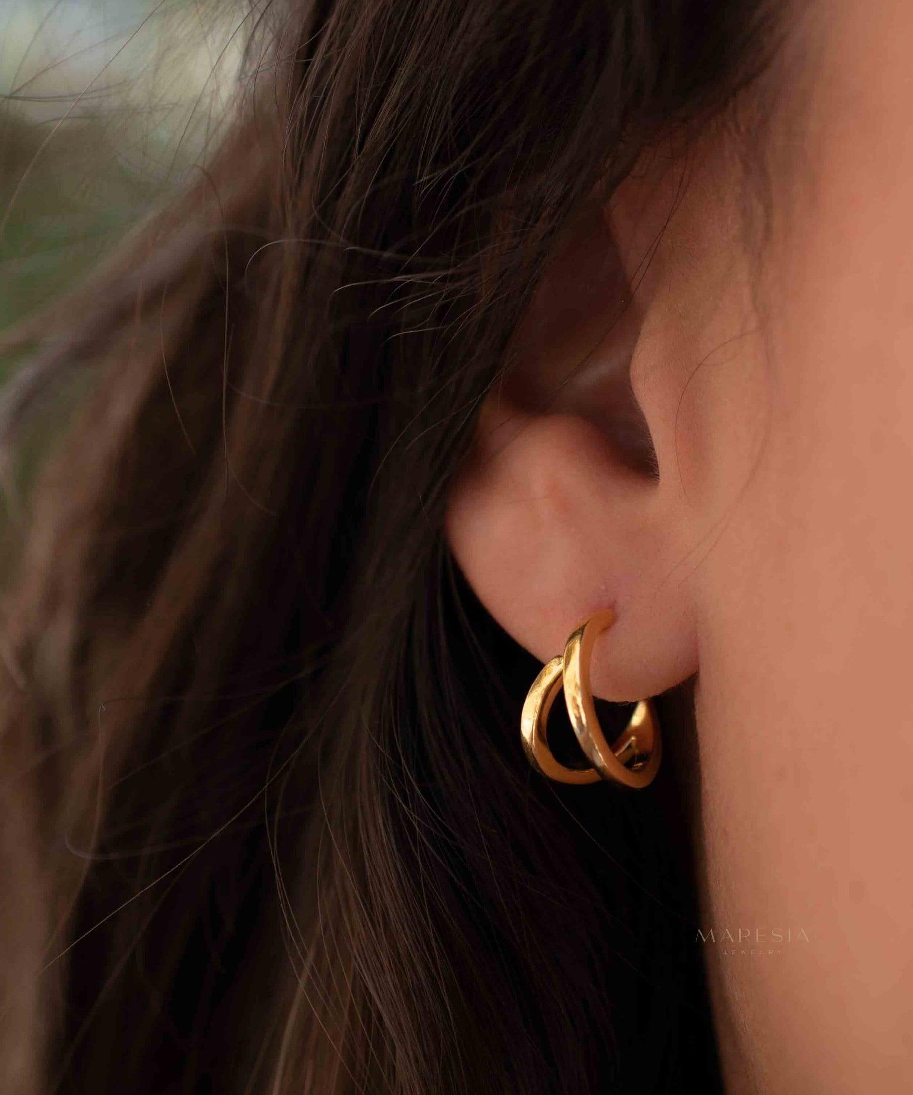 Delicate small hoop Earrings ~ Stud ~ Jewelry ~ 18k Gold Plated ~ Minimalist Everyday ~ Gift for Her ~ Boho ~ Hippie ~ ME215