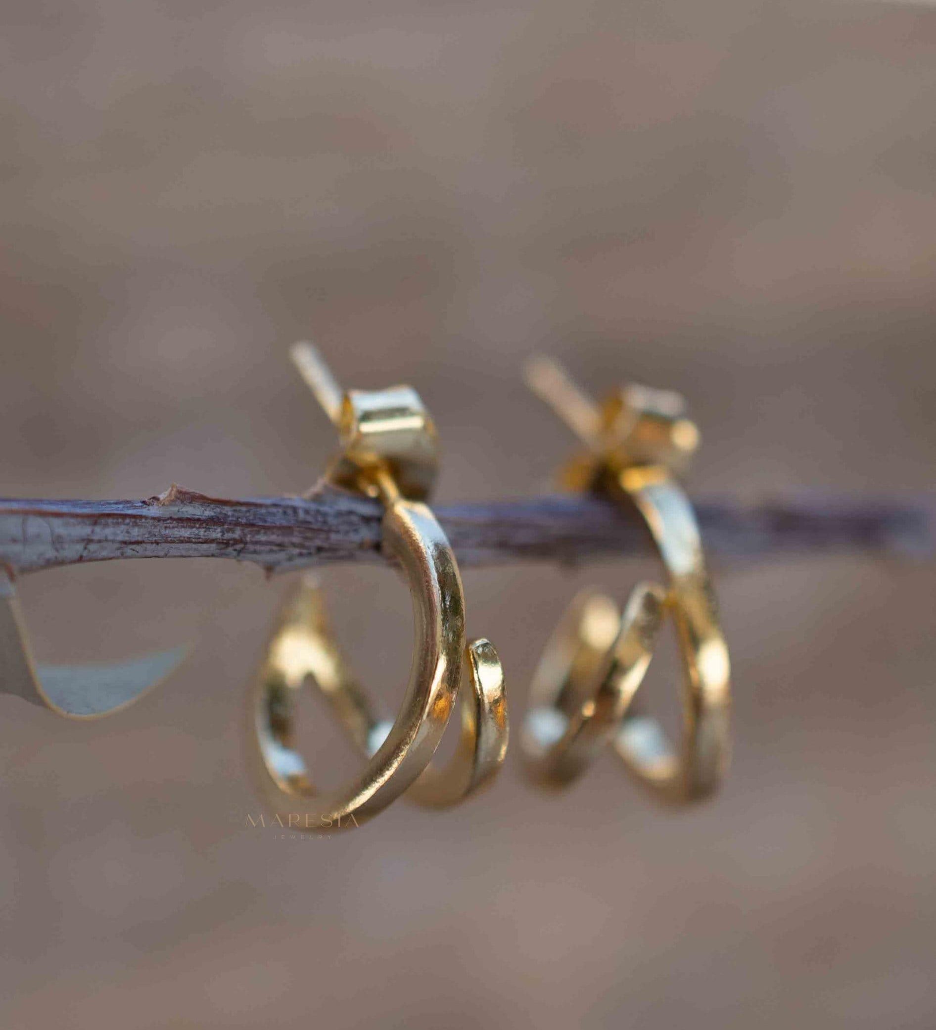 Delicate small hoop Earrings ~ Stud ~ Jewelry ~ 18k Gold Plated ~ Minimalist Everyday ~ Gift for Her ~ Boho ~ Hippie ~ ME215