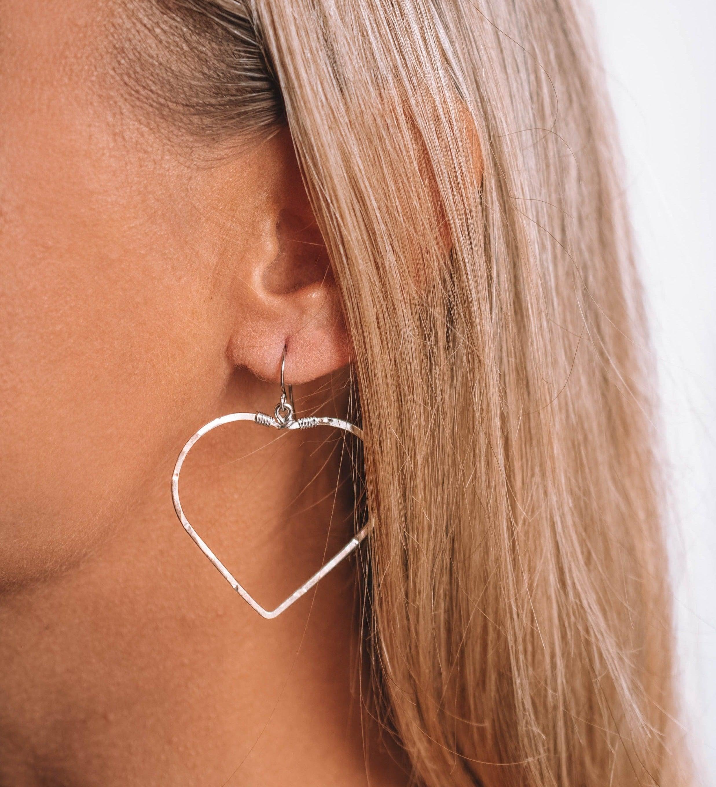 Denise Large Heart Earrings ~Gold Plated or Silver Plated ~ SME098 - Maresia Jewelry
