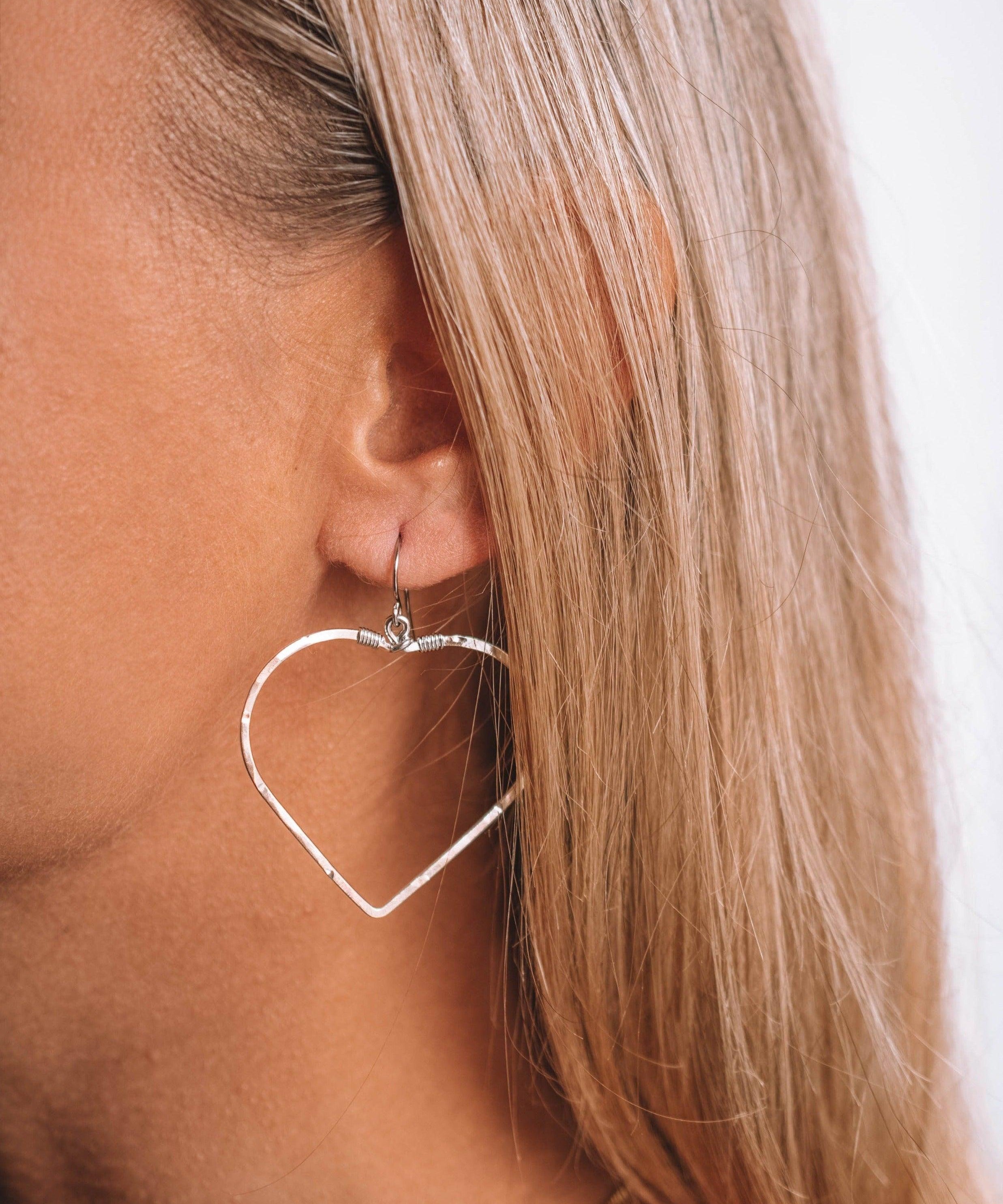 Denise Large Heart Earrings ~Gold Plated or Silver Plated ~ SME098 - Maresia Jewelry