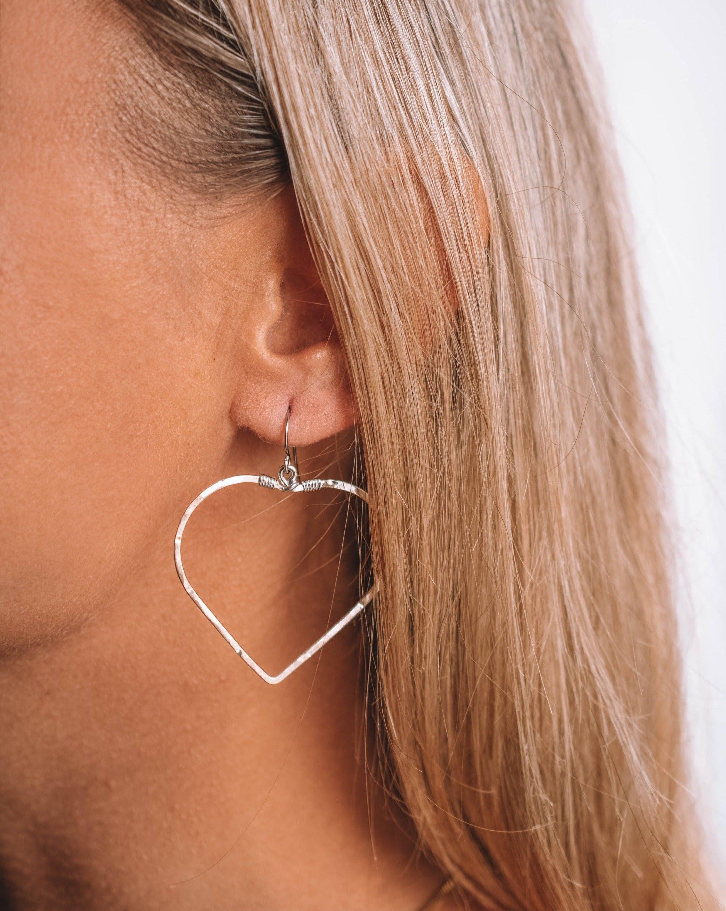Denise Large Heart Earrings ~Gold Plated or Silver Plated ~ SME098 - Maresia Jewelry