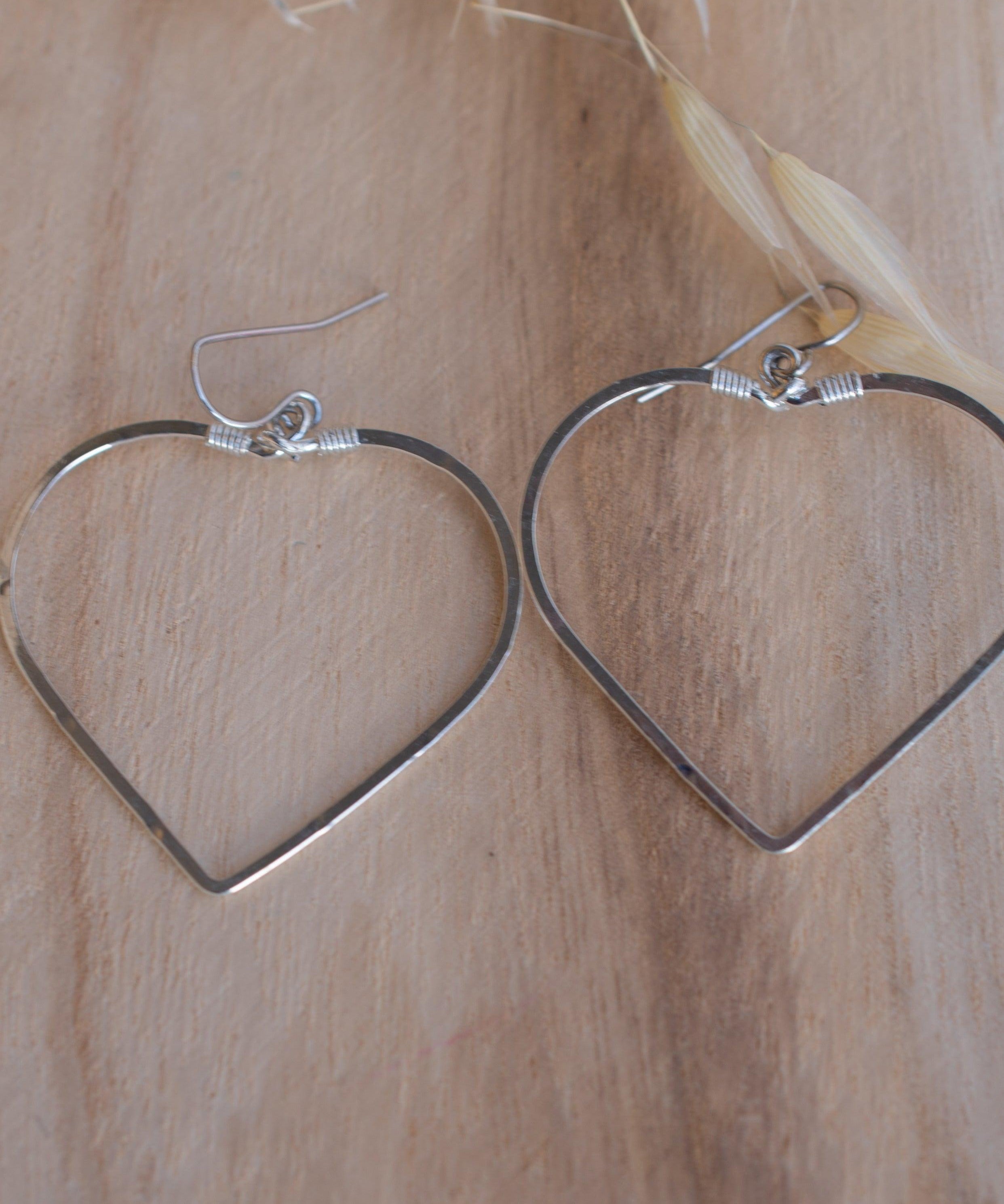 Denise Large Heart Earrings ~Gold Plated or Silver Plated ~ SME098 - Maresia Jewelry