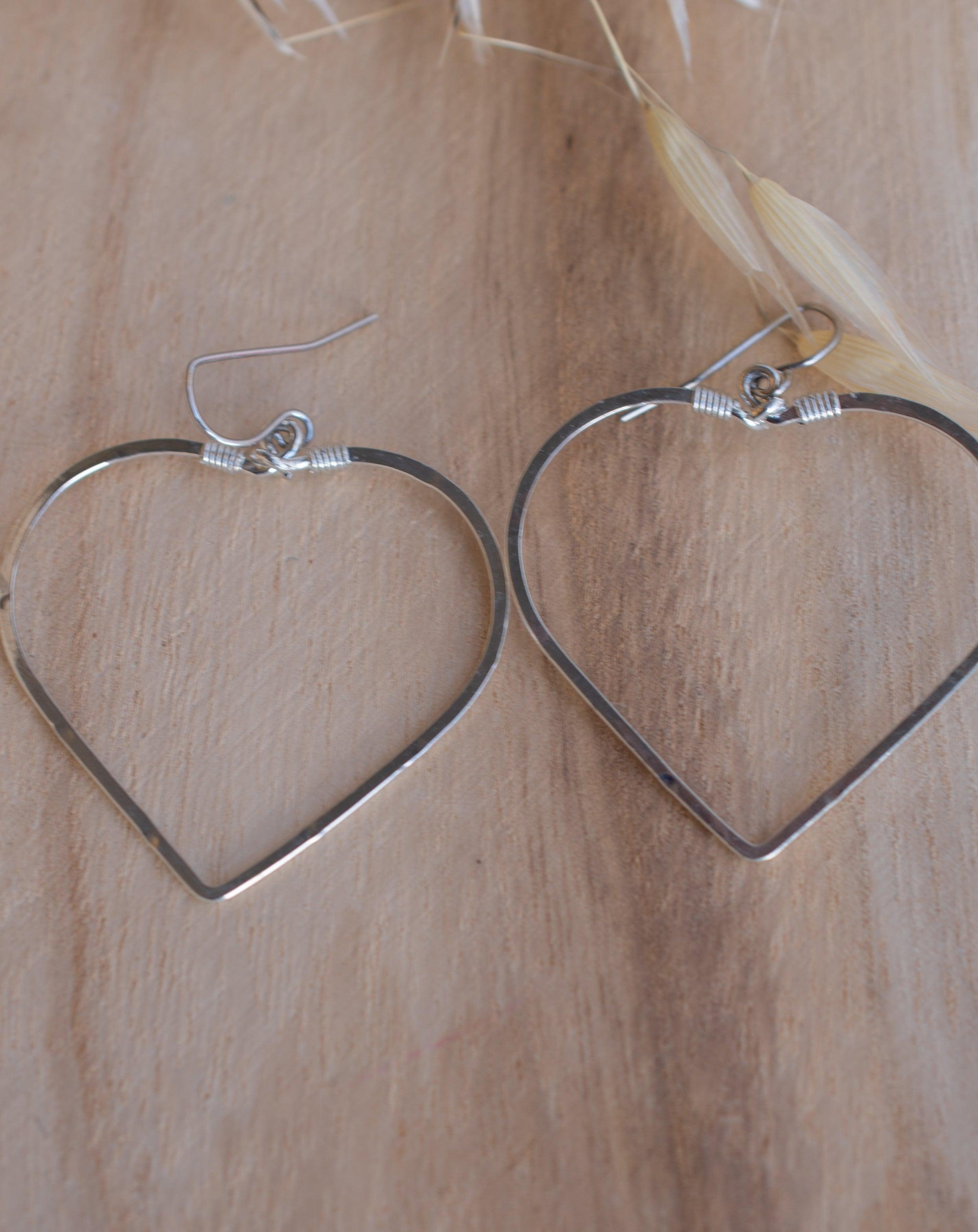 Denise Large Heart Earrings ~Gold Plated or Silver Plated ~ SME098 - Maresia Jewelry