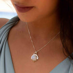 Moonstone or Turquoise Pendant ~ Mix metals ~ Sterling Silver and brass  ~ Delicate ~ Minimalist ~  Charm ~ MN086