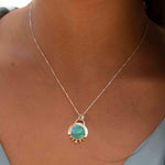 Moonstone or Turquoise Pendant ~ Mix metals ~ Sterling Silver and brass  ~ Delicate ~ Minimalist ~  Charm ~ MN086