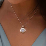 Moonstone or Turquoise Pendant ~ Mix metals ~ Sterling Silver and brass  ~ Delicate ~ Minimalist ~  Charm ~ MN086