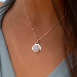 Moonstone or Turquoise Pendant ~ Mix metals ~ Sterling Silver and brass  ~ Delicate ~ Minimalist ~  Charm ~ MN086