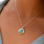 Moonstone or Turquoise Pendant ~ Mix metals ~ Sterling Silver and brass  ~ Delicate ~ Minimalist ~  Charm ~ MN086