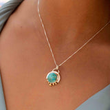 Moonstone or Turquoise Pendant ~ Mix metals ~ Sterling Silver and brass  ~ Delicate ~ Minimalist ~  Charm ~ MN086