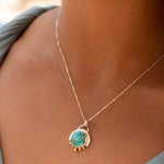 Moonstone or Turquoise Pendant ~ Mix metals ~ Sterling Silver and brass  ~ Delicate ~ Minimalist ~  Charm MN087