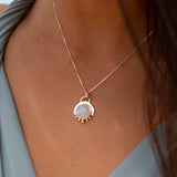 Moonstone or Turquoise Pendant ~ Mix metals ~ Sterling Silver and brass  ~ Delicate ~ Minimalist ~  Charm MN087