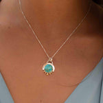 Moonstone or Turquoise Pendant ~ Mix metals ~ Sterling Silver and brass  ~ Delicate ~ Minimalist ~  Charm MN087