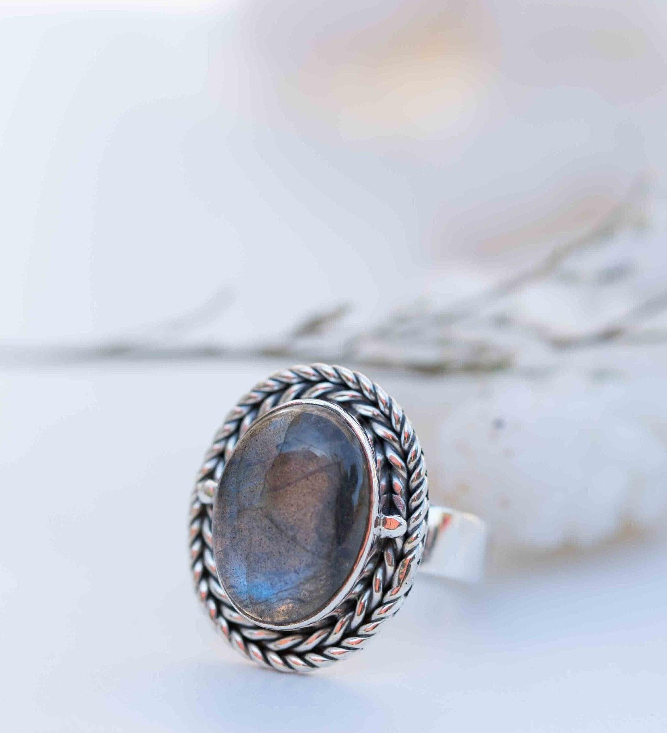 Rainbow Labradorite Ring ~ Gemstone ~ Natural ~Sterling Silver 925 ~ Jewelry ~ Handmade~February Birthstone ~Statement ~Gift ~ MR286