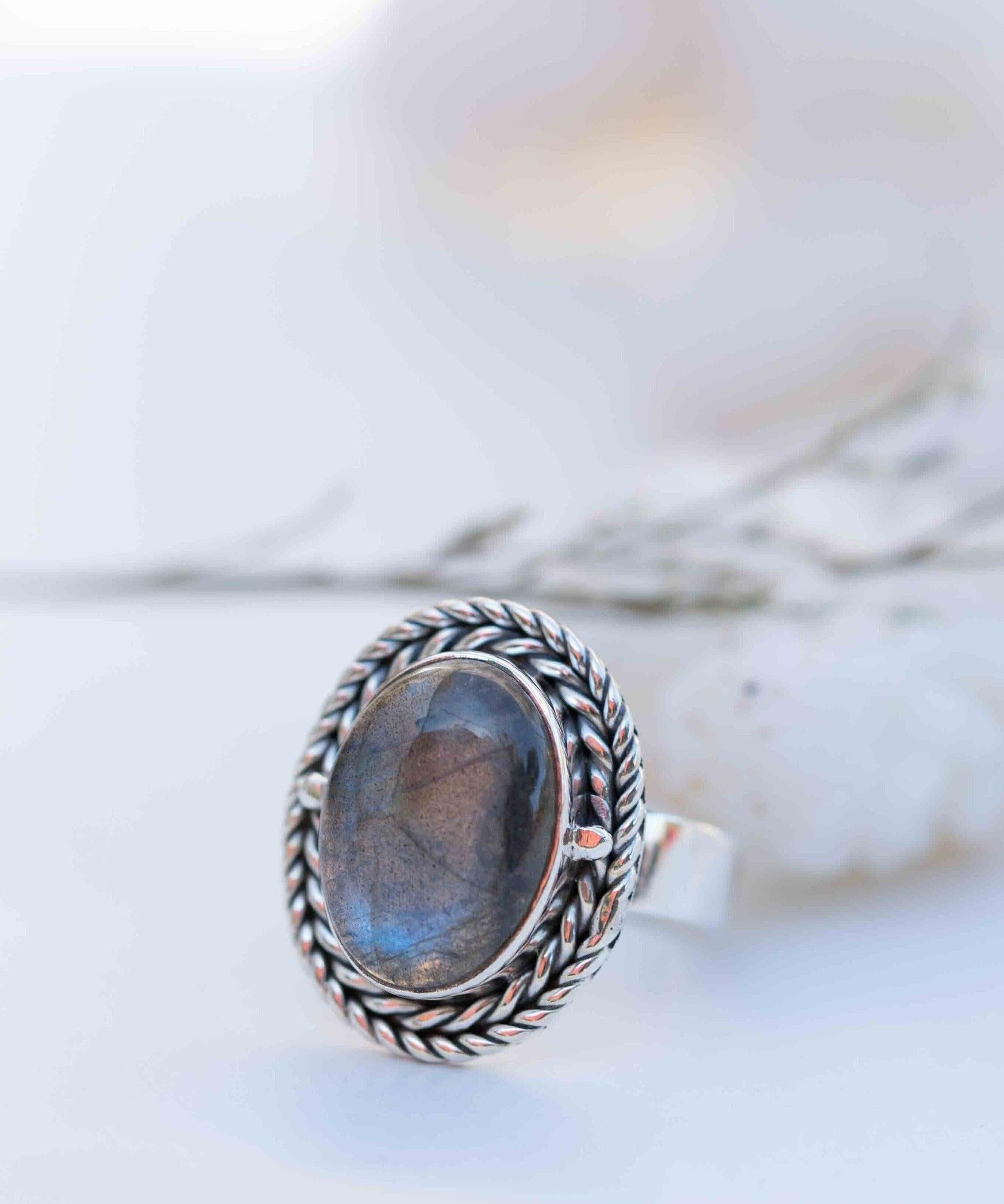 Rainbow Labradorite Ring ~ Gemstone ~ Natural ~Sterling Silver 925 ~ Jewelry ~ Handmade~February Birthstone ~Statement ~Gift ~ MR286