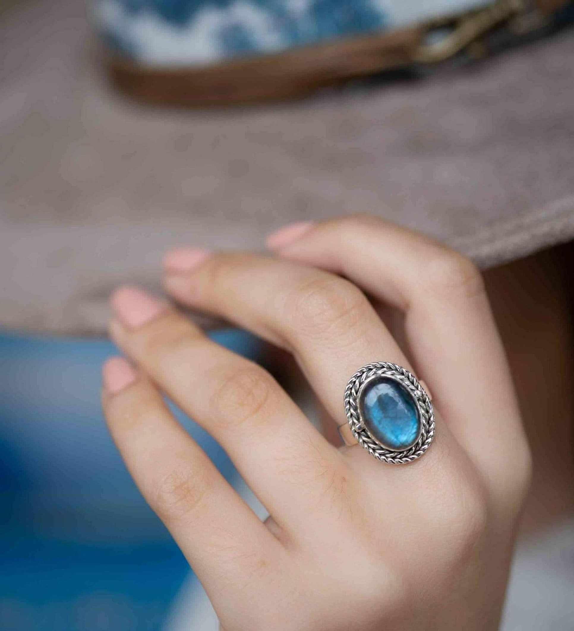 Rainbow Labradorite Ring ~ Gemstone ~ Natural ~Sterling Silver 925 ~ Jewelry ~ Handmade~February Birthstone ~Statement ~Gift ~ MR286