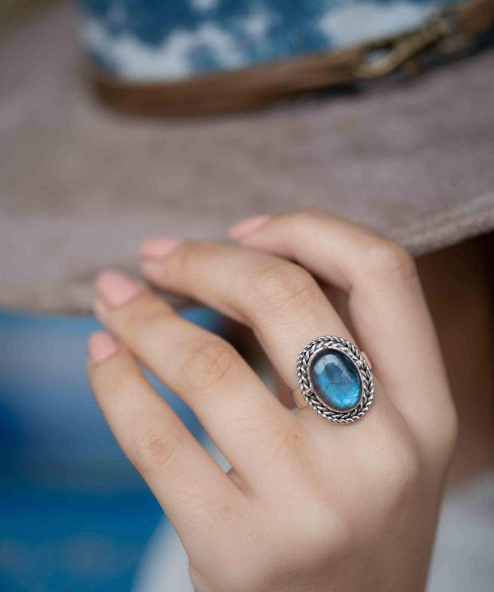 Rainbow Labradorite Ring ~ Gemstone ~ Natural ~Sterling Silver 925 ~ Jewelry ~ Handmade~February Birthstone ~Statement ~Gift ~ MR286