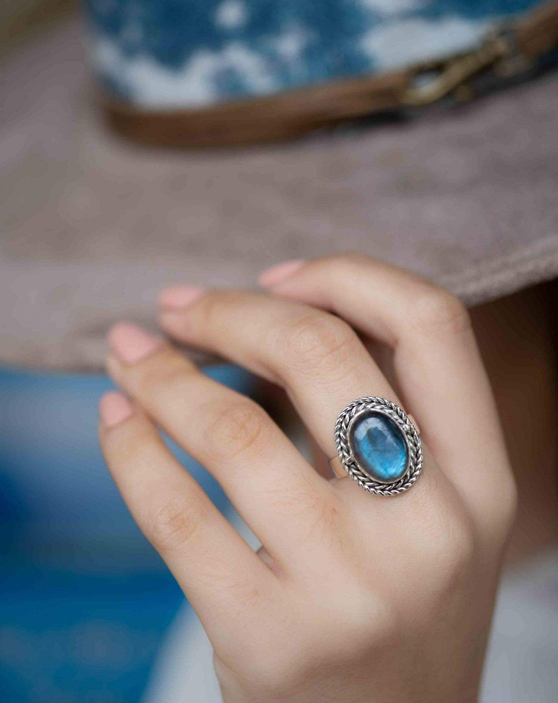 Rainbow Labradorite Ring ~ Gemstone ~ Natural ~Sterling Silver 925 ~ Jewelry ~ Handmade~February Birthstone ~Statement ~Gift ~ MR286