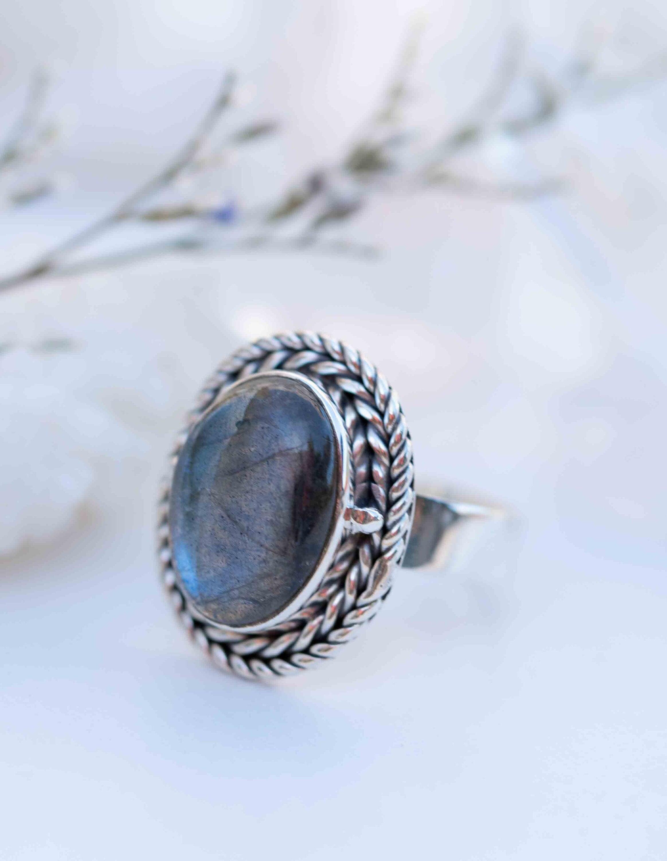 Rainbow Labradorite Ring ~ Gemstone ~ Natural ~Sterling Silver 925 ~ Jewelry ~ Handmade~February Birthstone ~Statement ~Gift ~ MR286