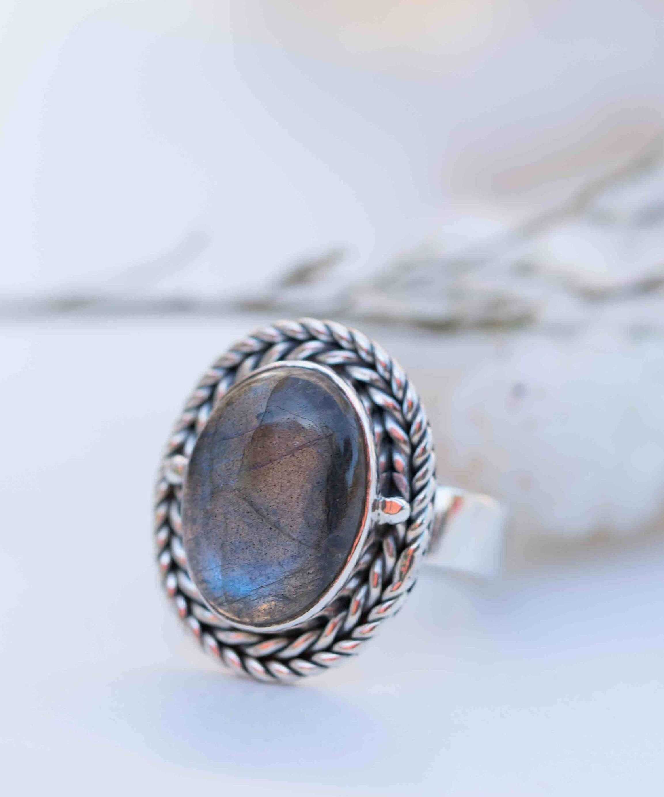 Rainbow Labradorite Ring ~ Gemstone ~ Natural ~Sterling Silver 925 ~ Jewelry ~ Handmade~February Birthstone ~Statement ~Gift ~ MR286
