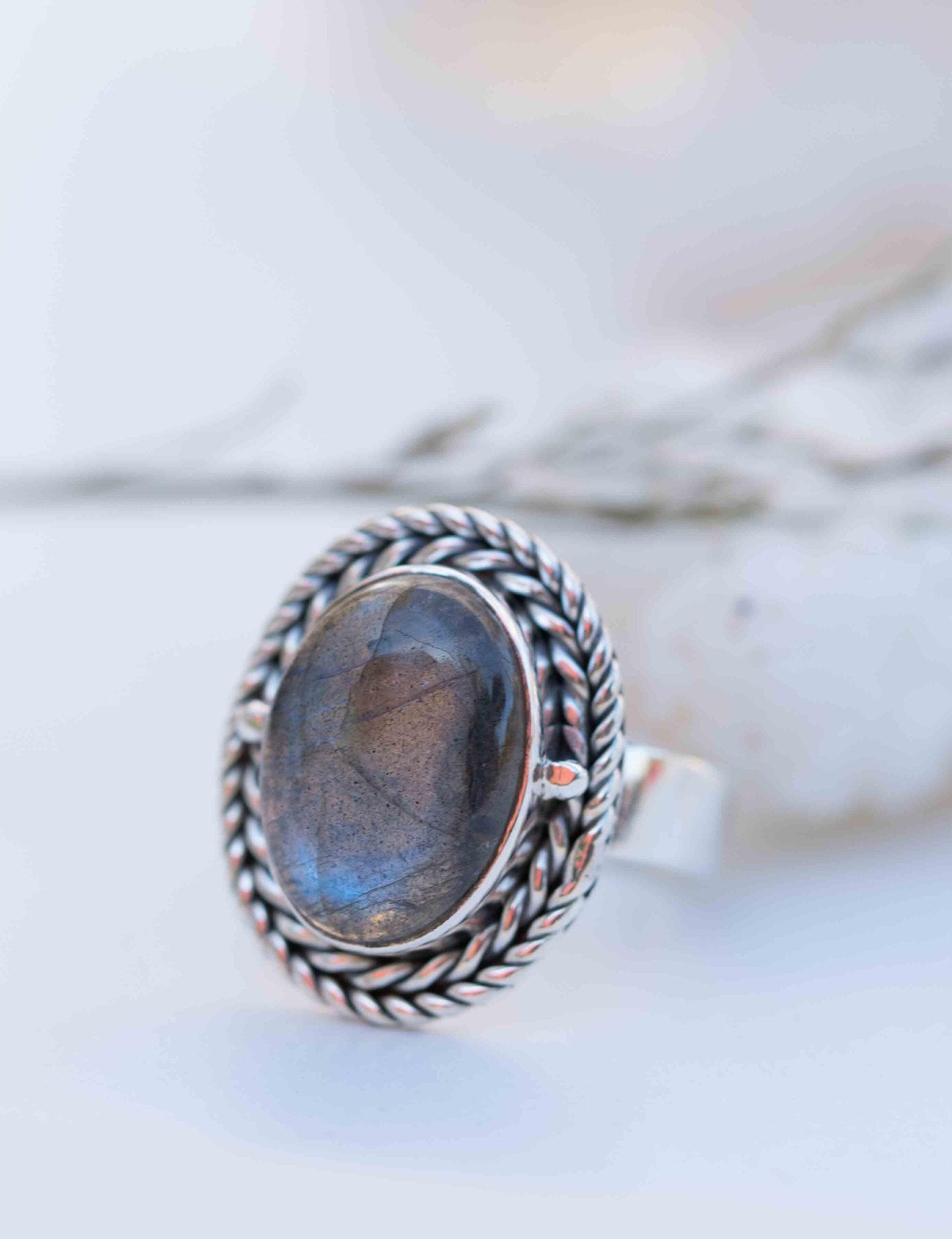 Rainbow Labradorite Ring ~ Gemstone ~ Natural ~Sterling Silver 925 ~ Jewelry ~ Handmade~February Birthstone ~Statement ~Gift ~ MR286