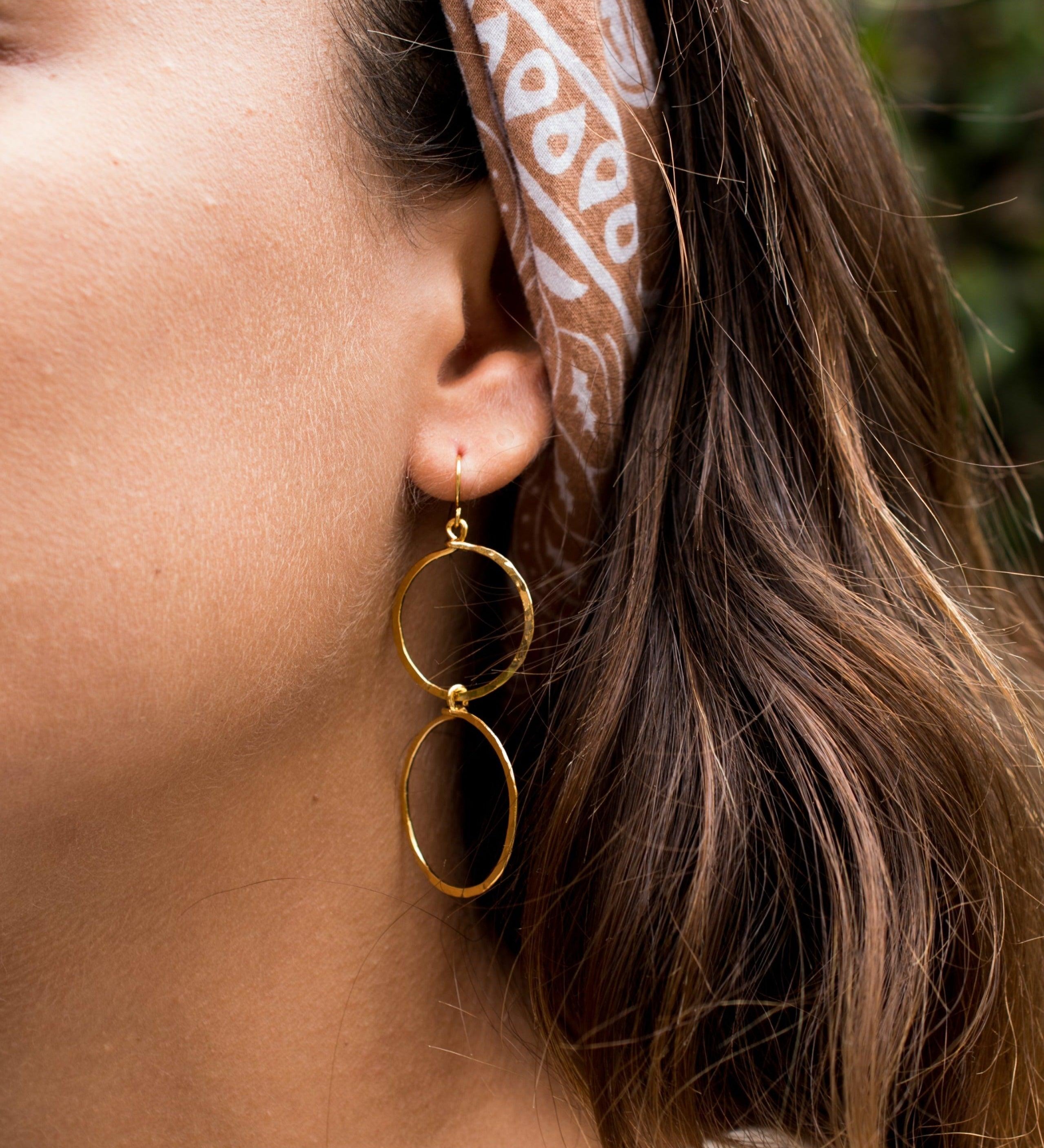 Double Circle Earrings ~Gold Plated or Silver Plated ~ SME019 - Maresia Jewelry