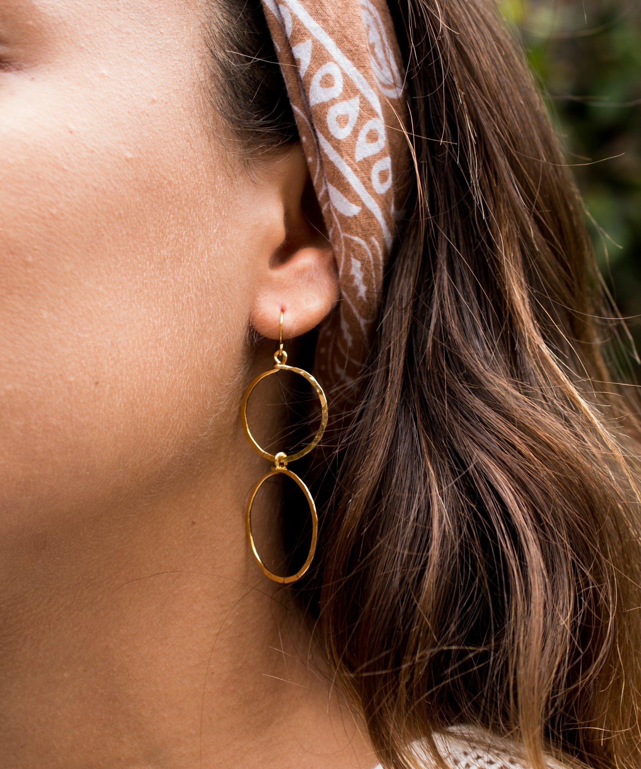 Double Circle Earrings ~Gold Plated or Silver Plated ~ SME019 - Maresia Jewelry