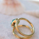 Aqua Chalcedony Gold Ring ~ Tear Drop Ring Delicate ~ 18k Gold Plated~Handmade~Gemstone~Statement~Everyday~Bohemian~ May Birthstone MR309