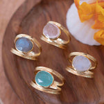 Aqua Chalcedony Gold Ring ~ Tear Drop Ring Delicate ~ 18k Gold Plated~Handmade~Gemstone~Statement~Everyday~Bohemian~ May Birthstone MR309