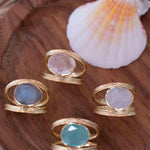 Aqua Chalcedony Gold Ring ~ Tear Drop Ring Delicate ~ 18k Gold Plated~Handmade~Gemstone~Statement~Everyday~Bohemian~ May Birthstone MR309