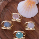 Aqua Chalcedony Gold Ring ~ Tear Drop Ring Delicate ~ 18k Gold Plated~Handmade~Gemstone~Statement~Everyday~Bohemian~ May Birthstone MR309