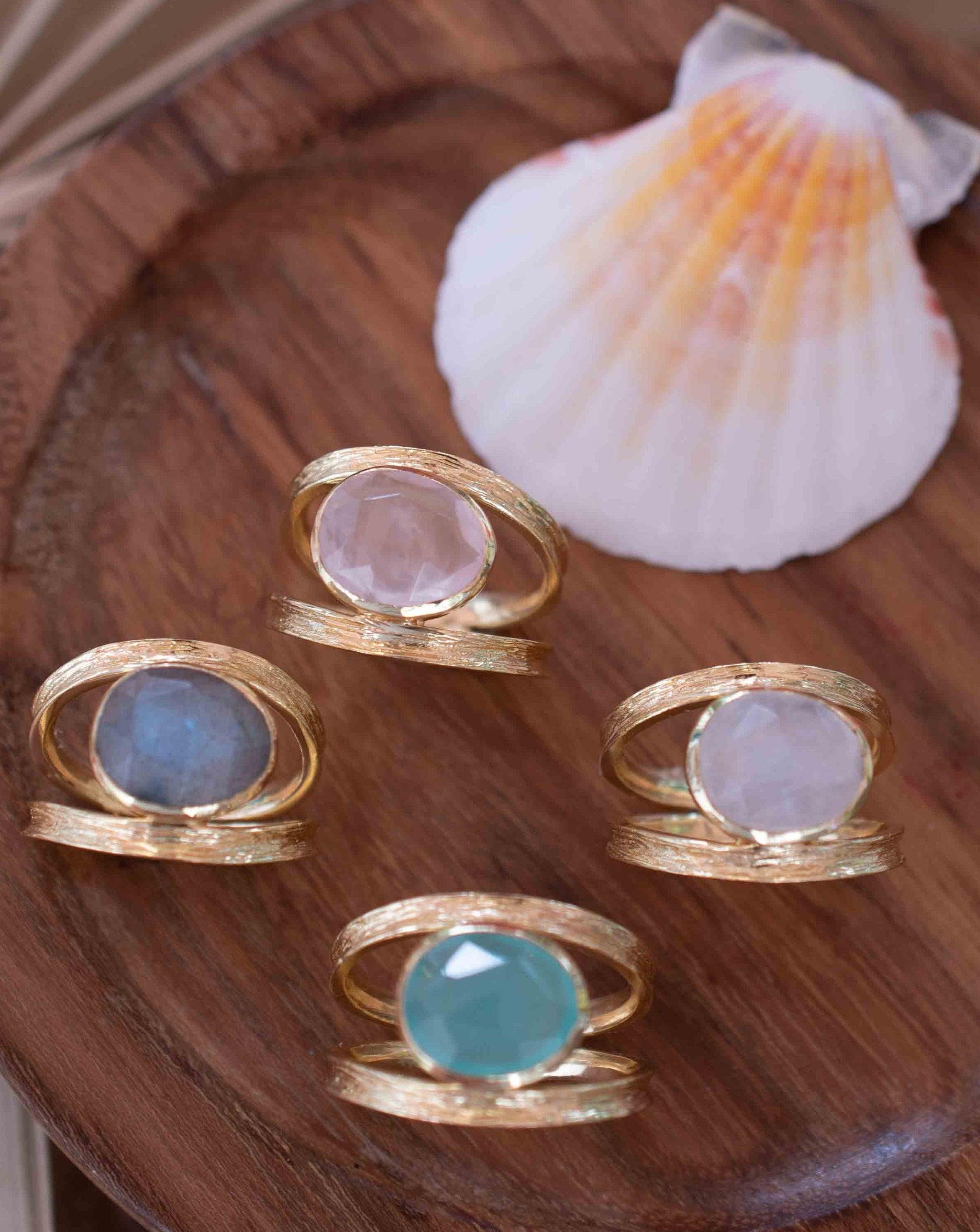Aqua Chalcedony Gold Ring ~ Tear Drop Ring Delicate ~ 18k Gold Plated~Handmade~Gemstone~Statement~Everyday~Bohemian~ May Birthstone MR309