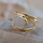 Rainbow Moonstone Double Ring ~ Gemstone ~ Natural ~ 18k Gold Plated ~ Jewelry ~ Handmade~June Birthstone - MR307