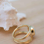 Rainbow Moonstone Double Ring ~ Gemstone ~ Natural ~ 18k Gold Plated ~ Jewelry ~ Handmade~June Birthstone - MR307