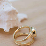 Rainbow Moonstone Double Ring ~ Gemstone ~ Natural ~ 18k Gold Plated ~ Jewelry ~ Handmade~June Birthstone - MR307