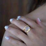 Rose Quartz Tear Drop Ring ~ Gemstone ~ Natural ~ 18k Gold Plated ~ Jewelry ~ Handmade~ January Birthstone - MR310