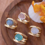 Rose Quartz Tear Drop Ring ~ Gemstone ~ Natural ~ 18k Gold Plated ~ Jewelry ~ Handmade~ January Birthstone - MR310
