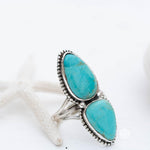 Double Turquoise Ring ~ Sterling Silver 925 ~ Handmade ~ Statement ~Bohemian ~ Jewelry ~Gift For Her ~Gemstone~December Birthstone~MR251