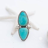 Double Turquoise Ring ~ Sterling Silver 925 ~ Handmade ~ Statement ~Bohemian ~ Jewelry ~Gift For Her ~Gemstone~December Birthstone~MR251