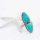 Double Turquoise Ring ~ Sterling Silver 925 ~ Handmade ~ Statement ~Bohemian ~ Jewelry ~Gift For Her ~Gemstone~December Birthstone~MR251