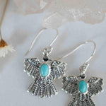 Turquoise Earrings ~ Bird ~ Eagle ~ Gemstone ~ Dangle ~ Sterling Silver 925 ~ Jewelry ~ Blue ~ Handmade ~ Natural~ December Birthstone~ME032