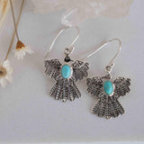 Turquoise Earrings ~ Bird ~ Eagle ~ Gemstone ~ Dangle ~ Sterling Silver 925 ~ Jewelry ~ Blue ~ Handmade ~ Natural~ December Birthstone~ME032